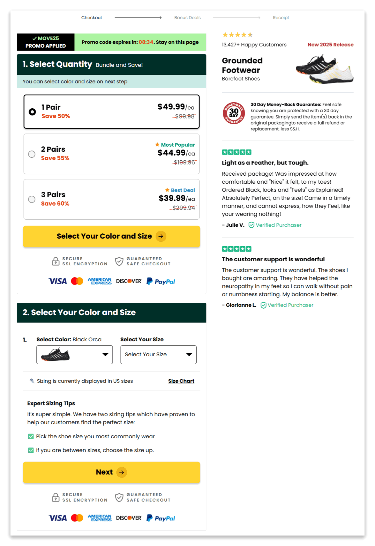 Grounded Footwear secure checkout page